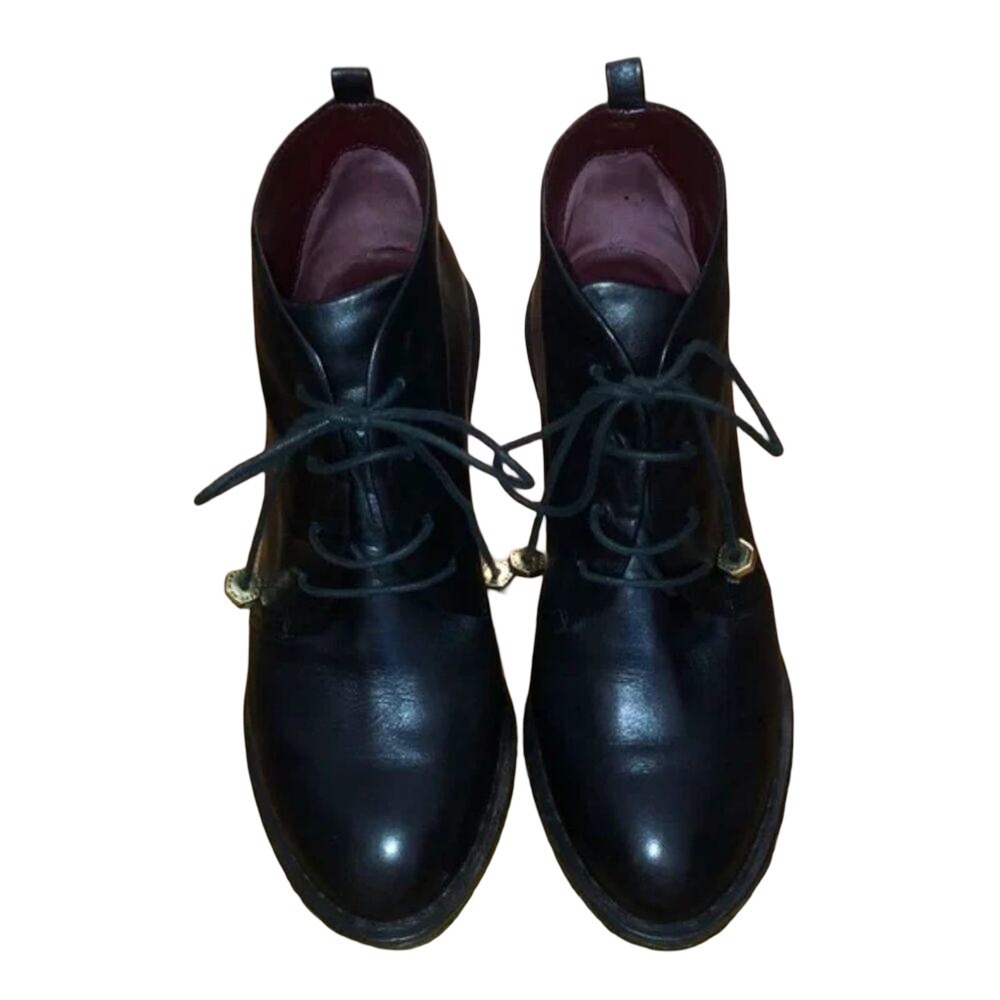 MARC By Marc Jacobs Black Leather Granny Wedge Heel Booties boots size 7.5